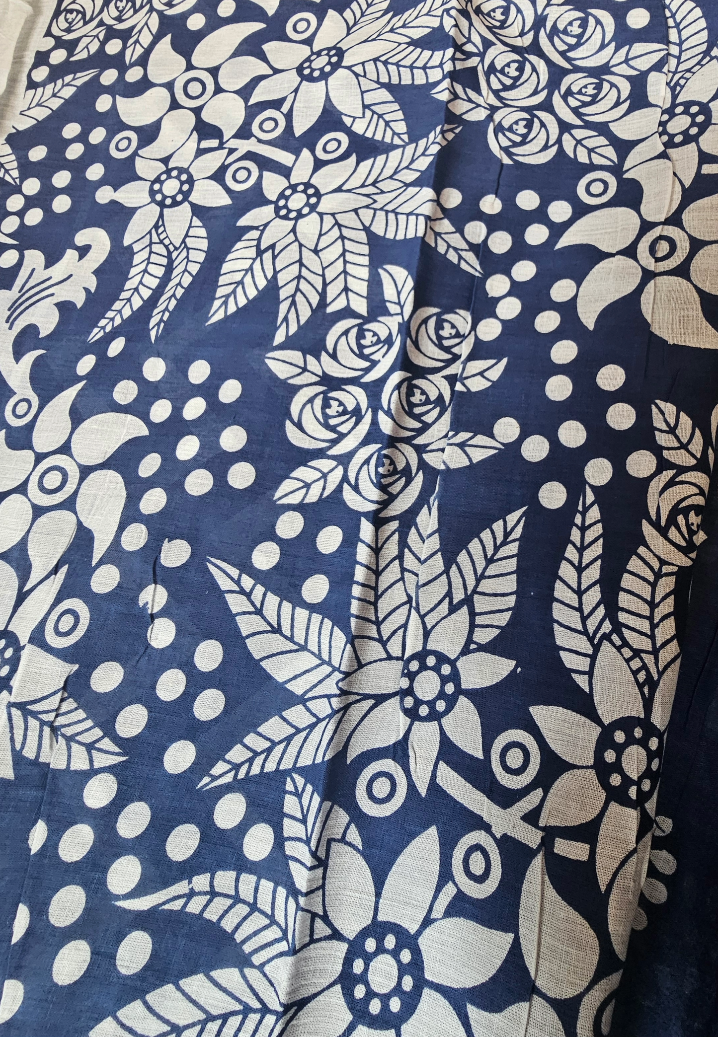 Mul Mul Cotton Saree | Navy with white tree