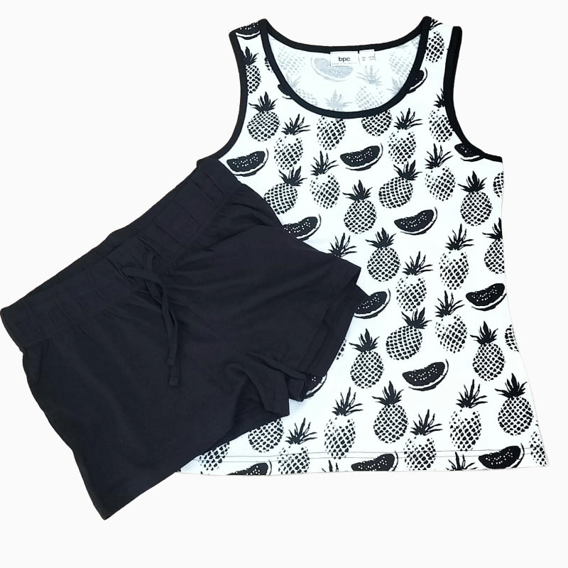 Girls Premium Sleeveless Shorts Set | Pineapple in black