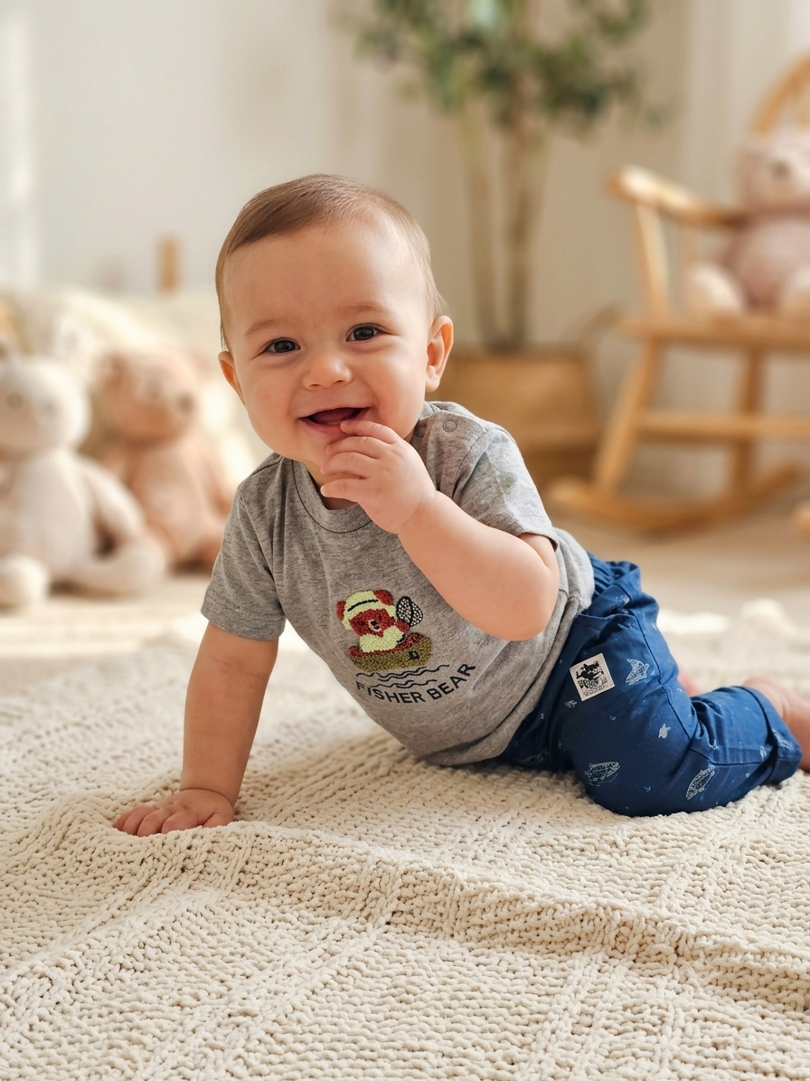 Kids full pant set | Fisherbear in grey
