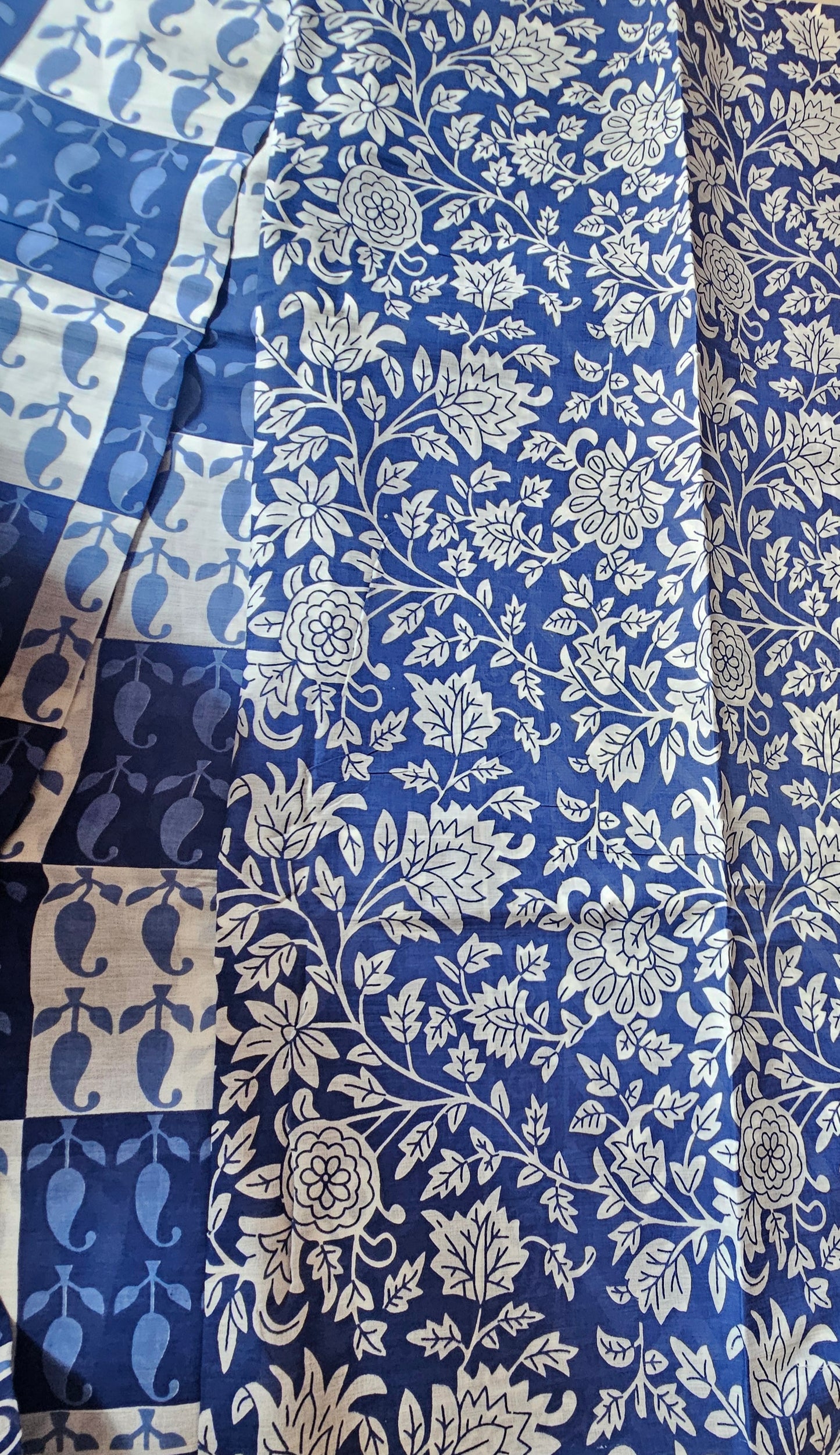 Mul Mul Cotton Saree | Navy White Mango