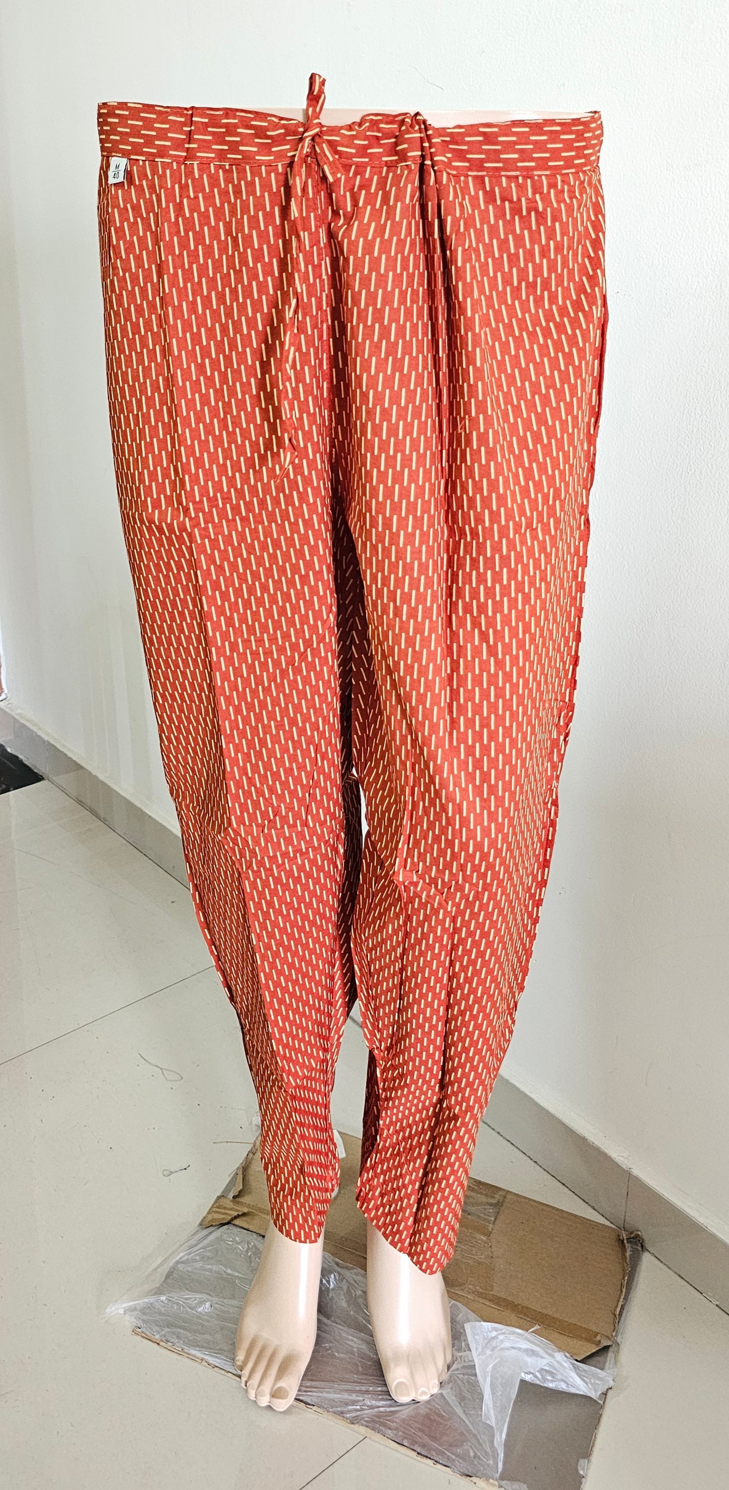 Women kurti with pant and dupatta | Straight cut | Brick orange with dotted flowers l Cottonlove