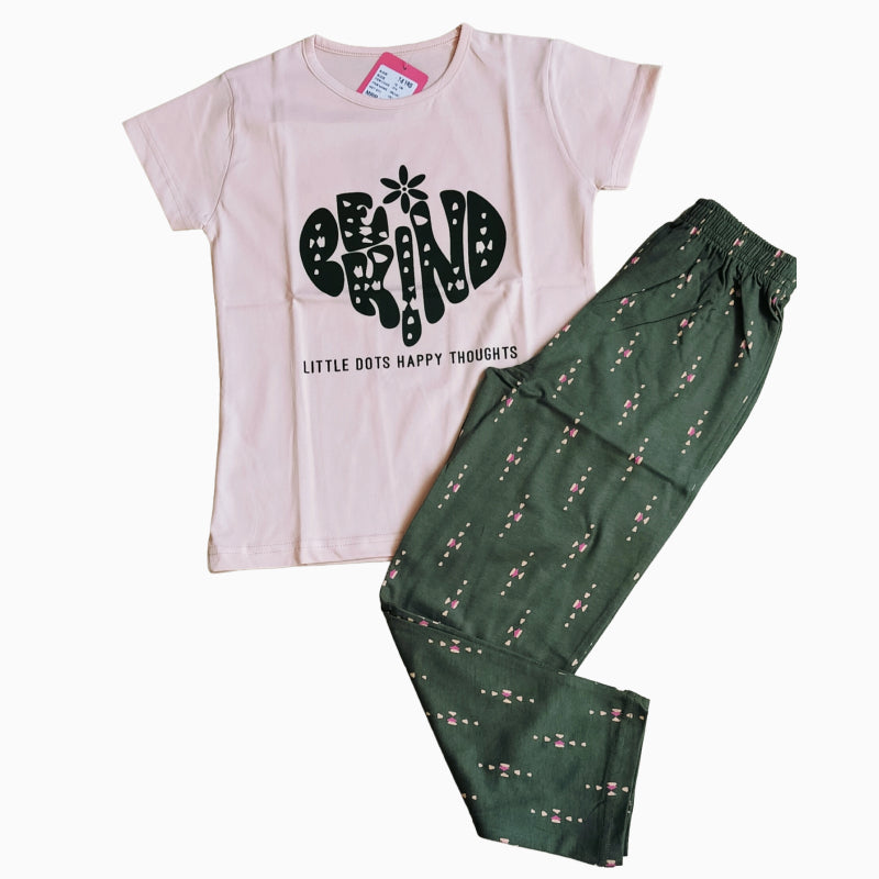 Girls Pant Set | Be kind print
