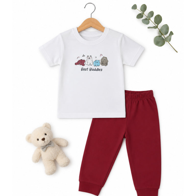 Baby Pant Set | Best Buddies with maroon pants