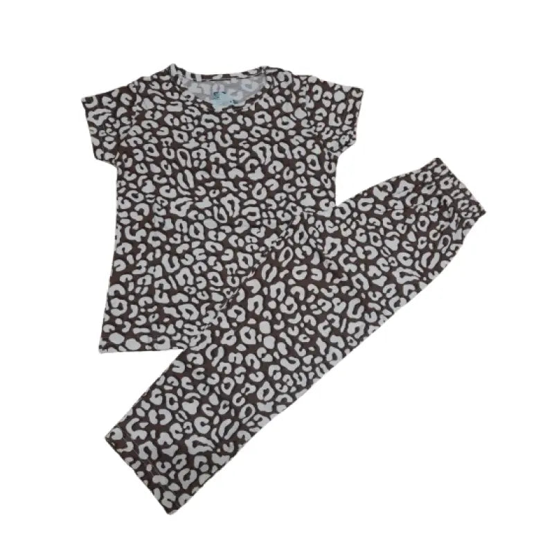 Girls Pant Set | Brown cheetah print