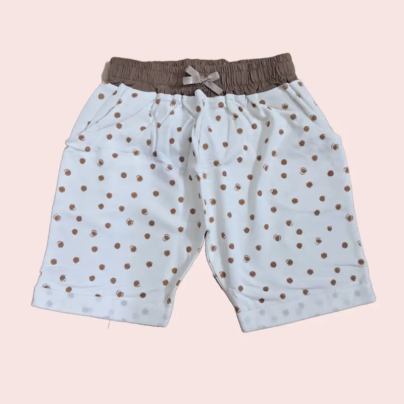 Girls Shorts | Brown dots in white