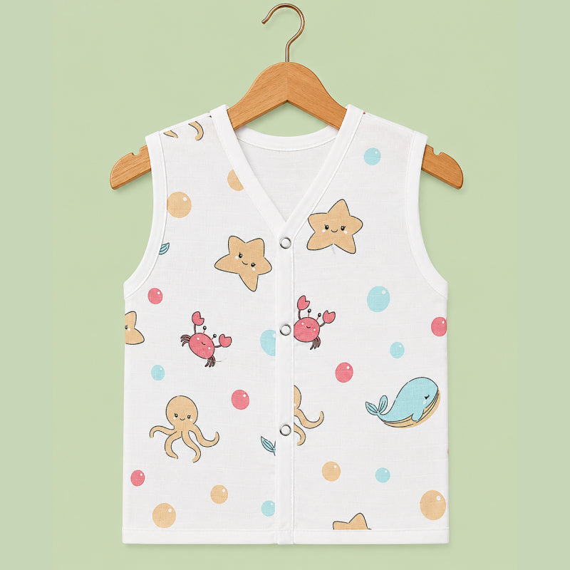 Baby Muslin T-Shirt | Button Jabla sea animals