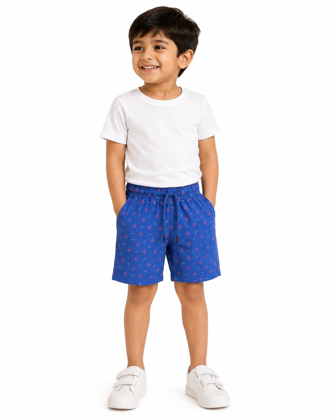 Woven Shorts with pockets and tie knots | Anchor Print