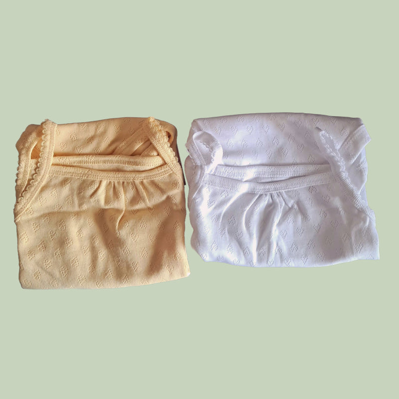 Baby Romper | Combo of 2 | White/Light yellow