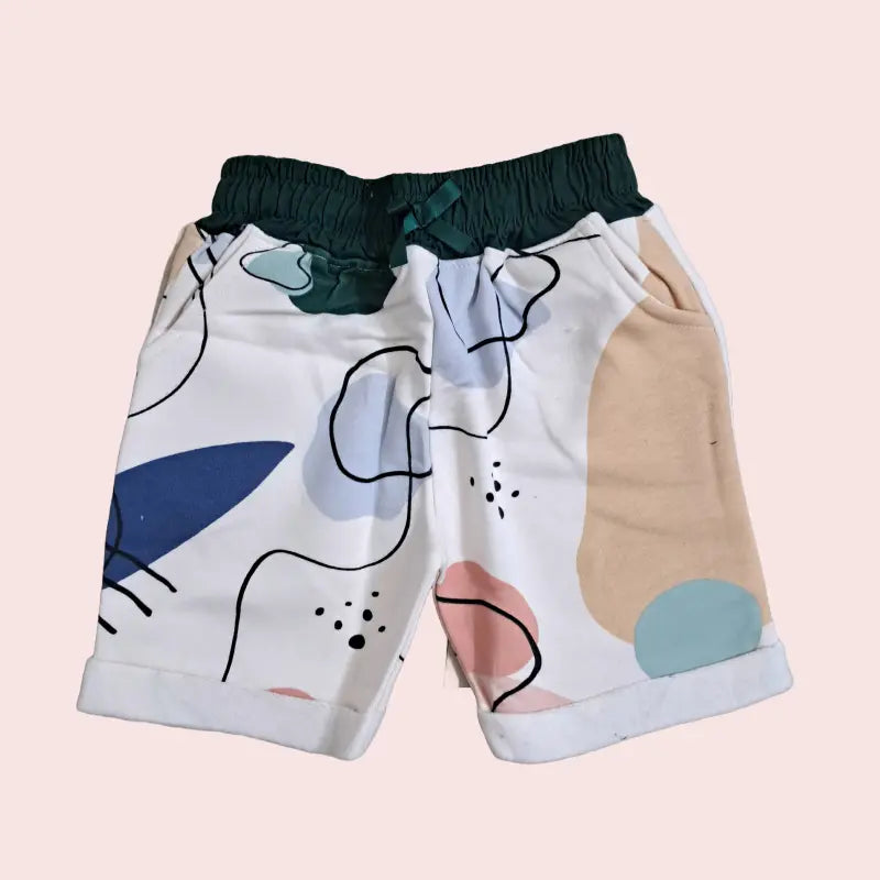 Girls Shorts | Leaf outlines in half white colors