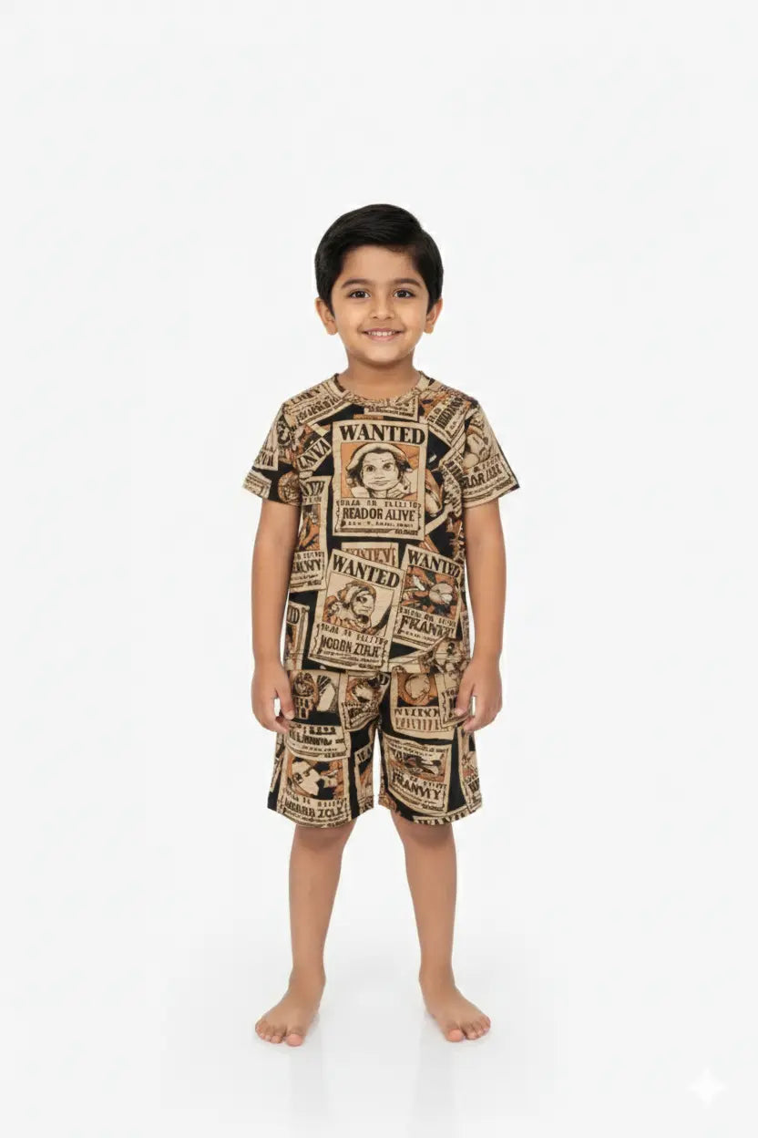 T-shirt with shorts | Co-ord Sets| Wanted print