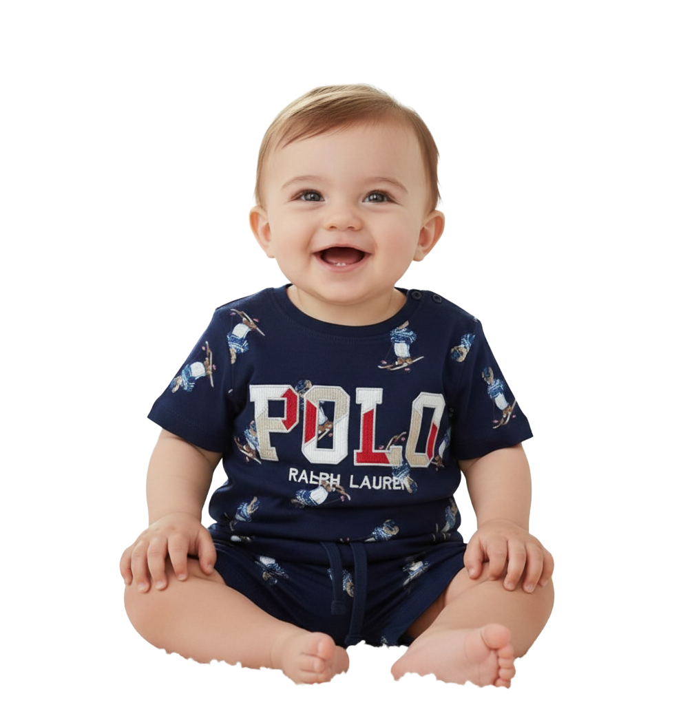 Baby Boy Set | POLO Print | Dark navy blue