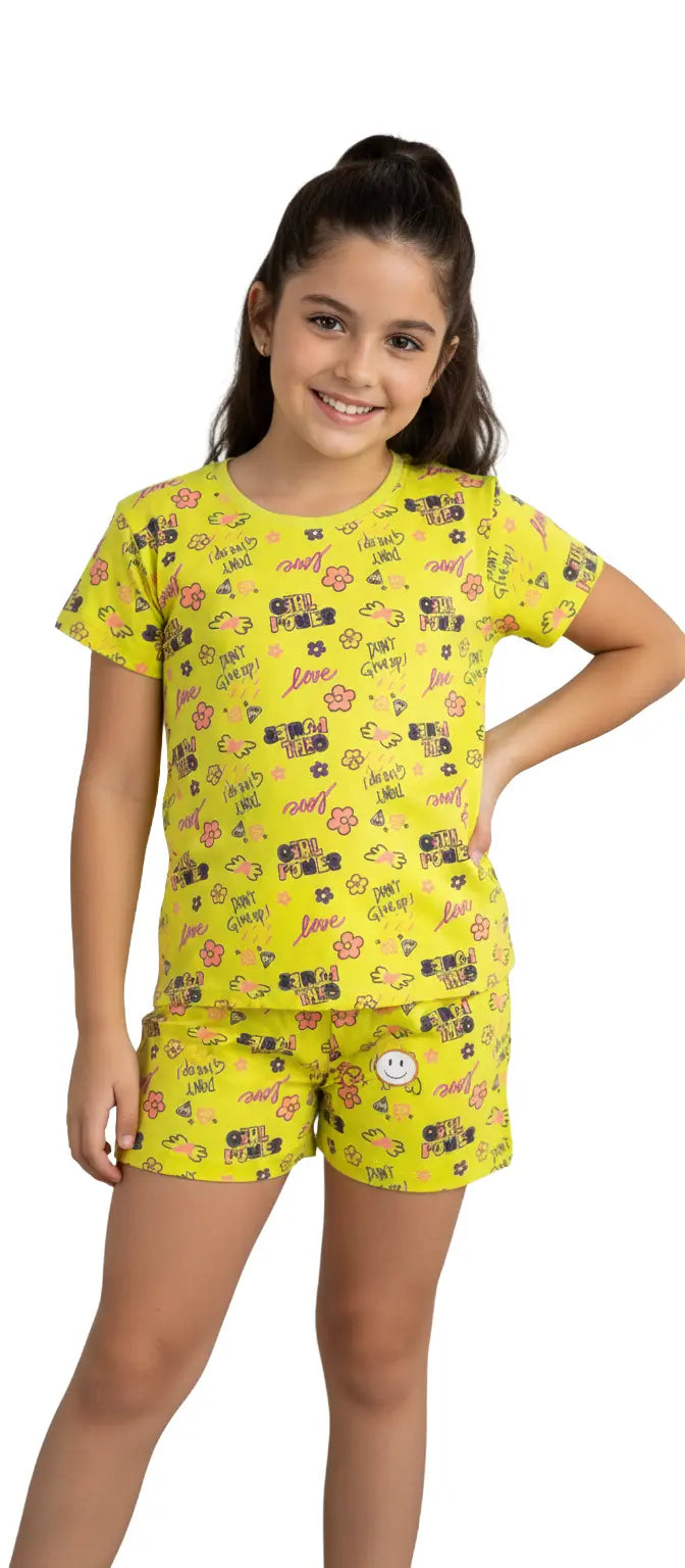 Girls Shorts Set | Girl power print