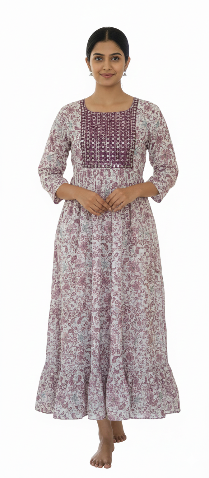 Women Frock| Magenta color Georgette fabric with lining