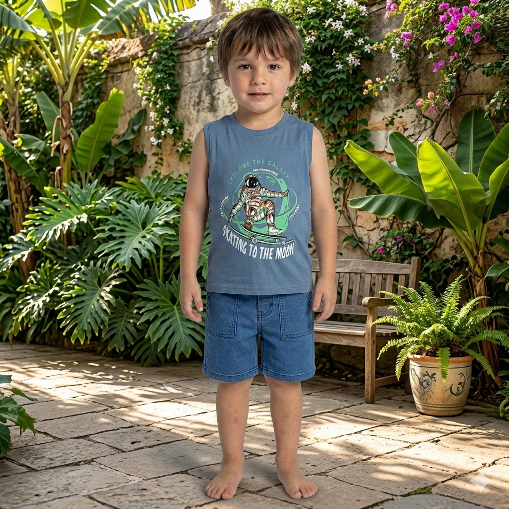 Boy Sleeveless T-shirt | SLT | Skating in the moon