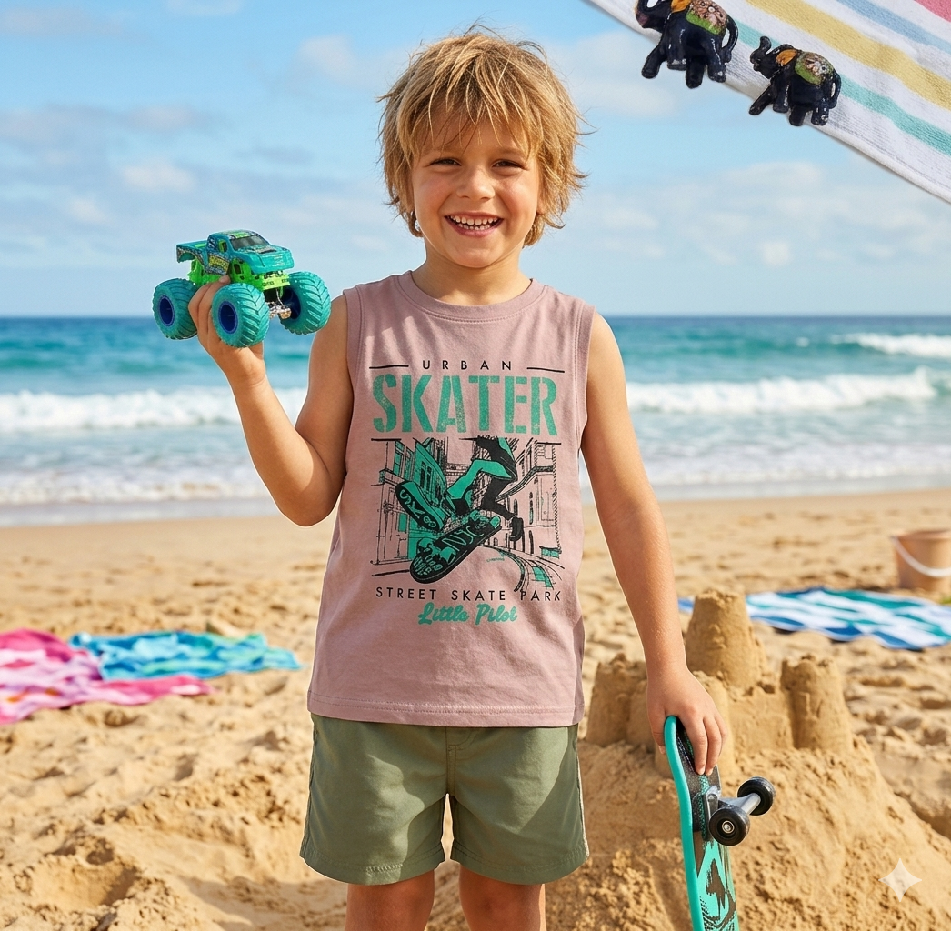 Boy Sleeveless T-shirt | SLT | Skater print