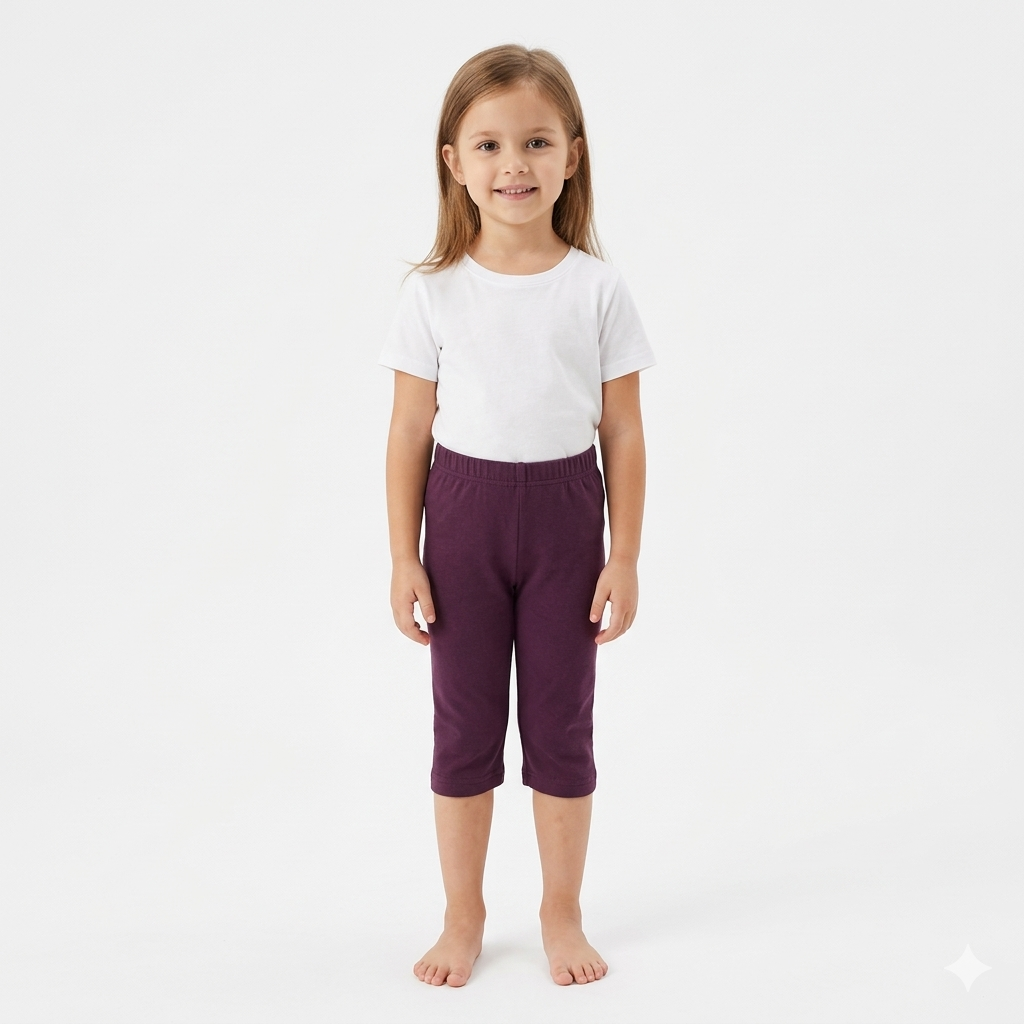 Girls plain capri Pants | Wine color