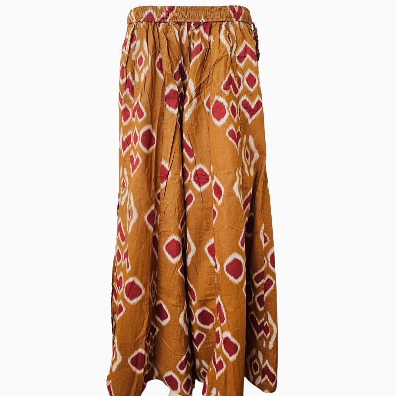Women's Cotton 16 Kali Divider Skirt Palazzo Pants – Geometry shapes in light brown
