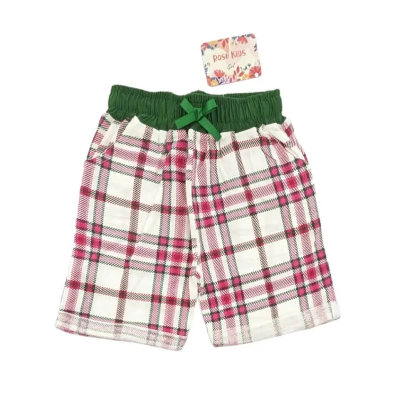 Girls Shorts |Green and pink cross lines