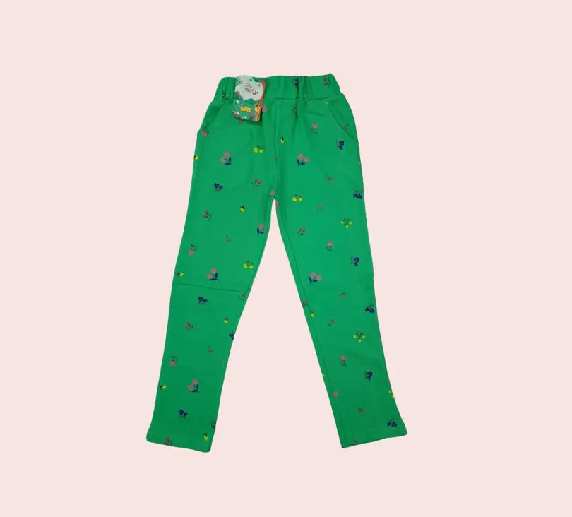 Girls Pants | Green with flowers