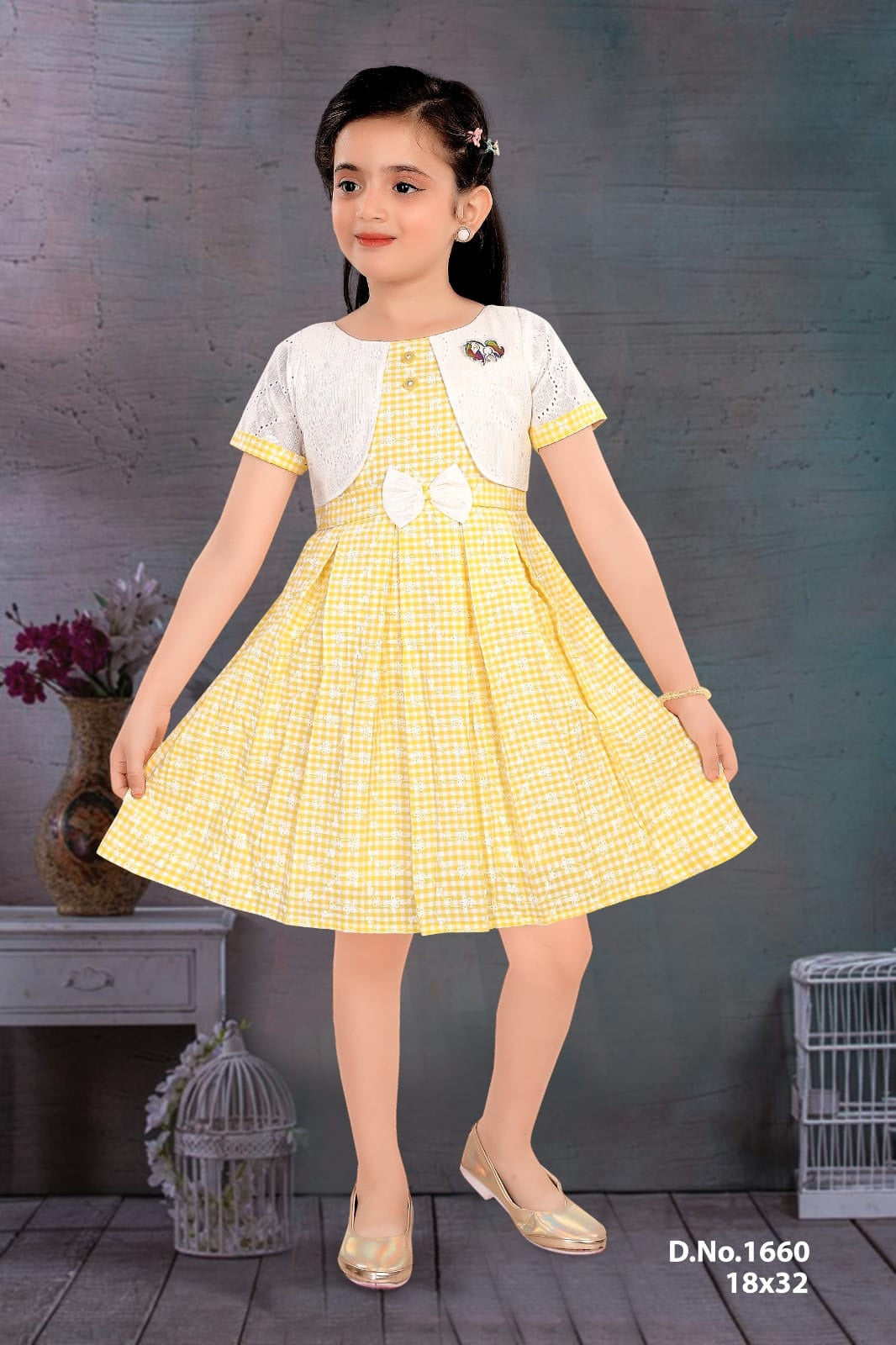 Premium Frocks | Yellow checked over coat | 1660