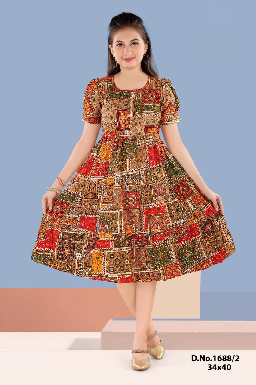 Premium Frocks | Kalamkari print| 1688