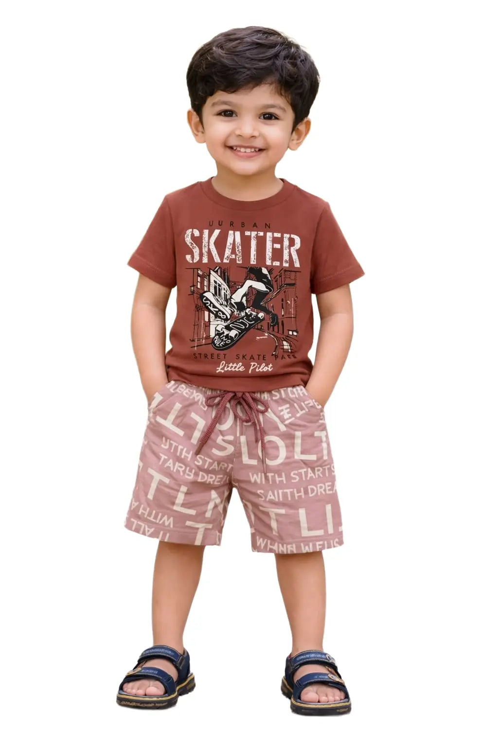T-shirt with Shorts sets| BSET | Skater print