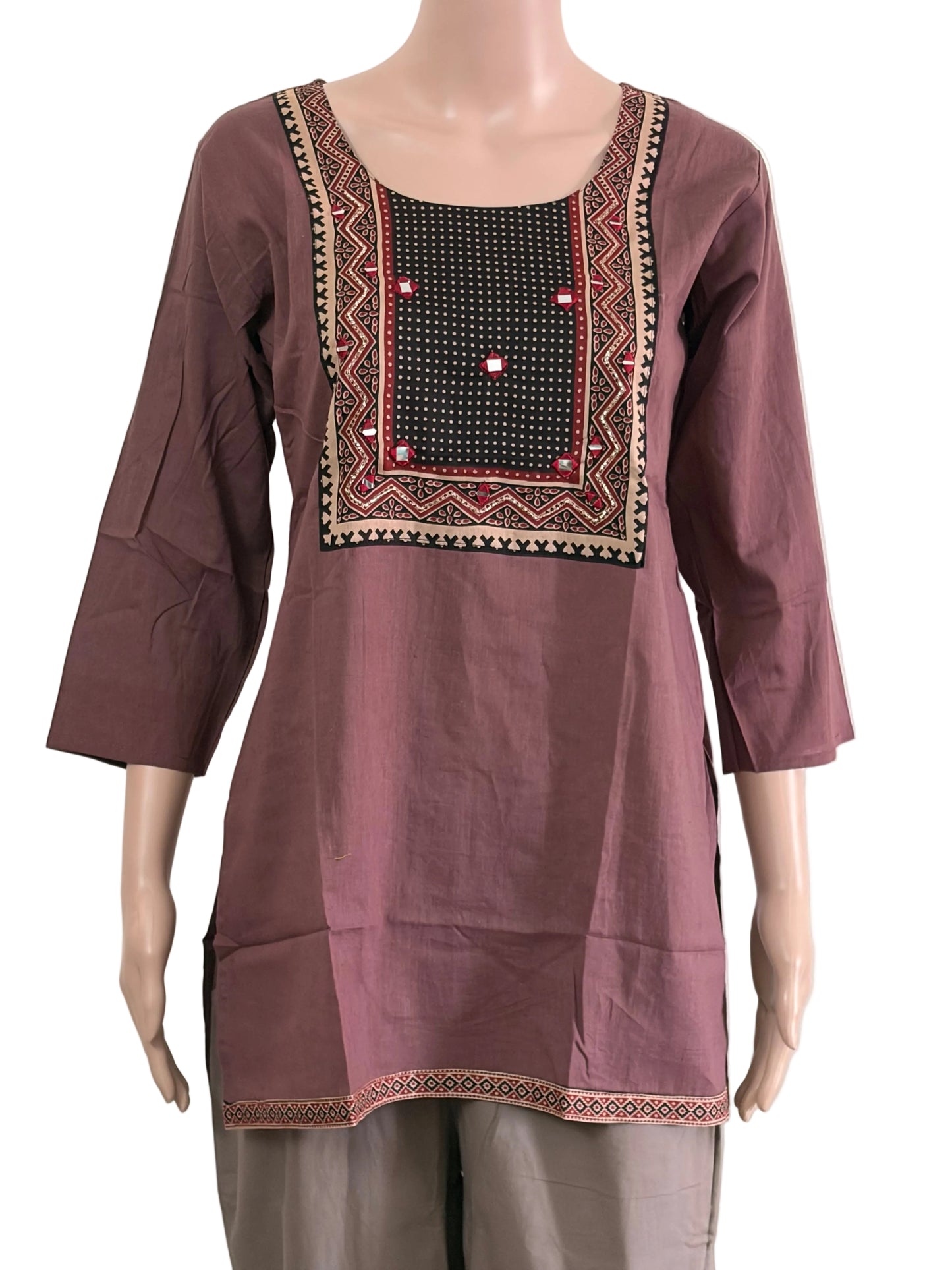 Women’s Dabu Cotton Short Kurti | Dusty Rose
