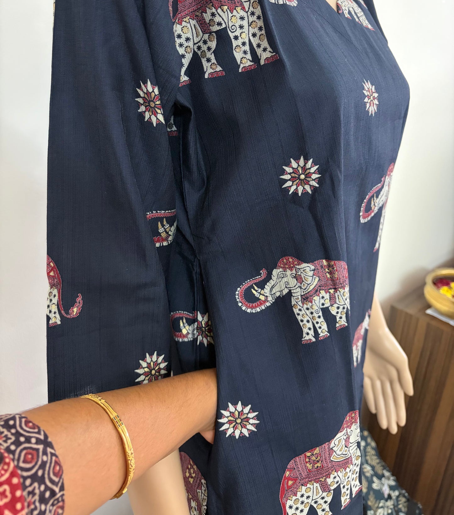 Elephant Print premium shining flex cotton kurti palazzo co-ord set