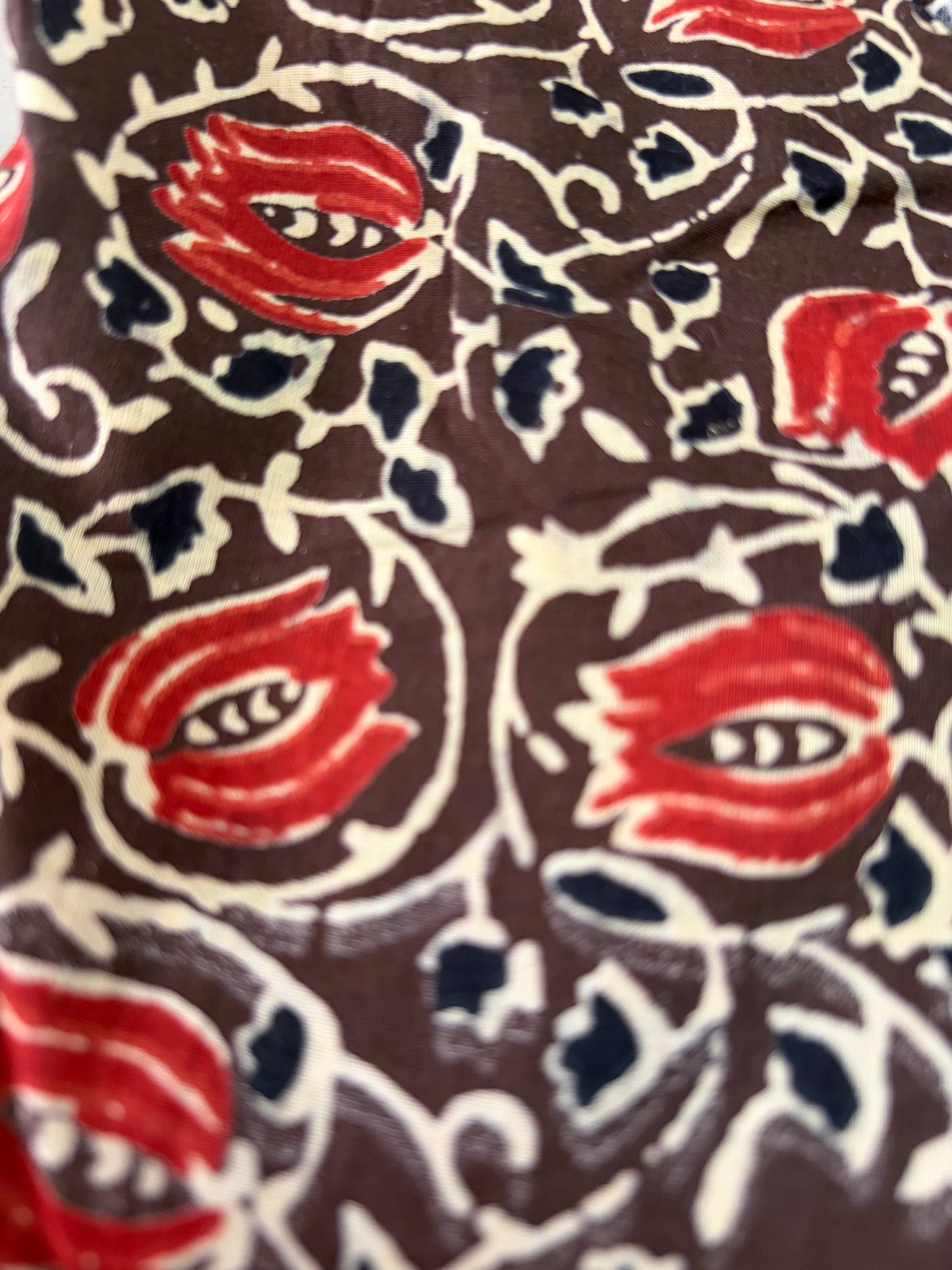 Women's Cotton Short Kurti | Brown base with lotus