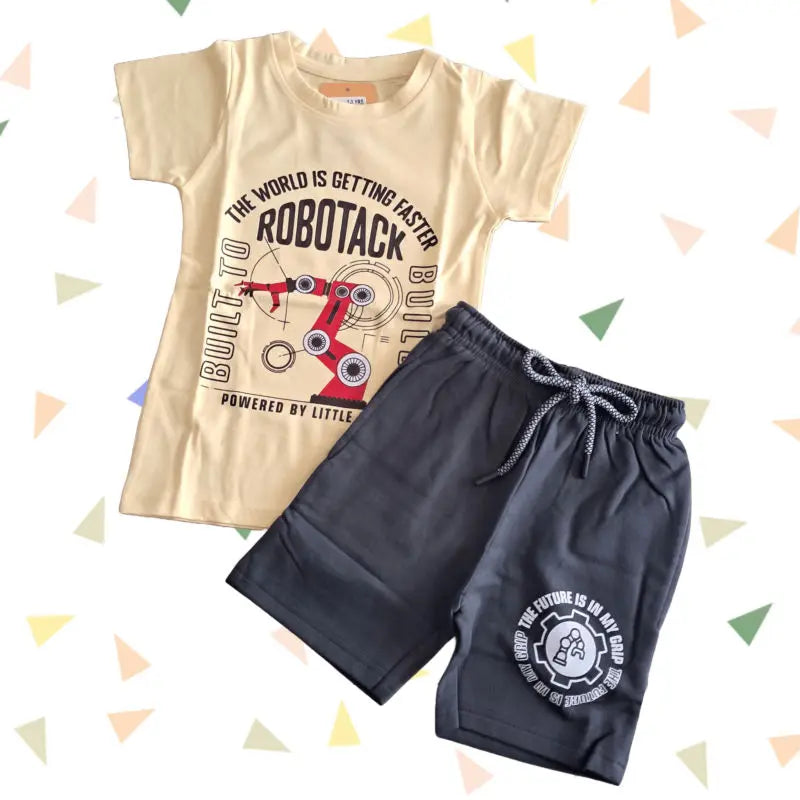 T-shirt with Shorts sets| BSET | Robotack print