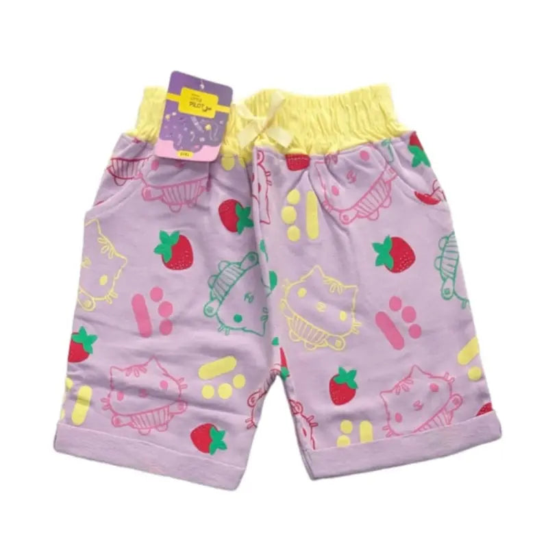 Girls Shorts | Kitten strawberry print