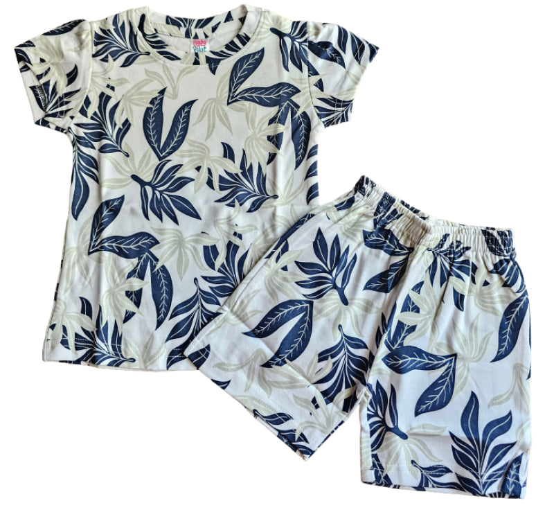Girls Shorts Set -Leaf in sandal color