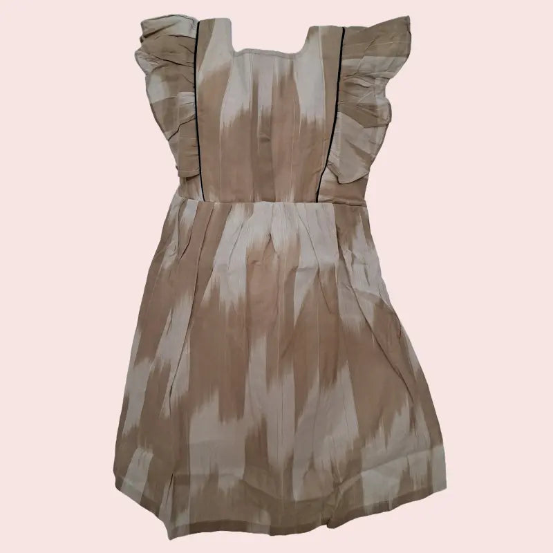 Cotton Ikkat Frocks | Light skin with dark skin and black piping