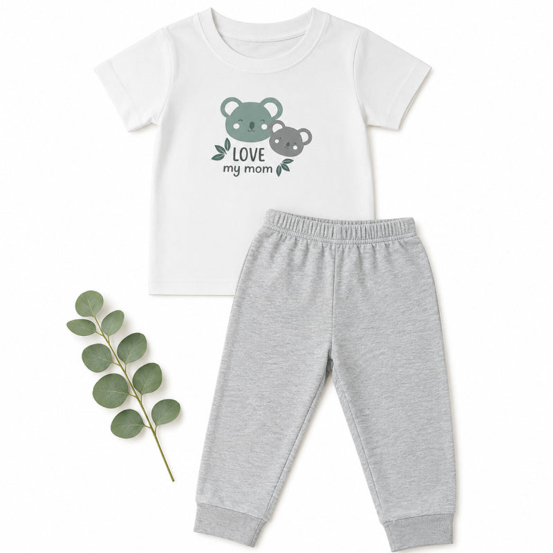 Baby Pant Set | Love my mom with grey pant