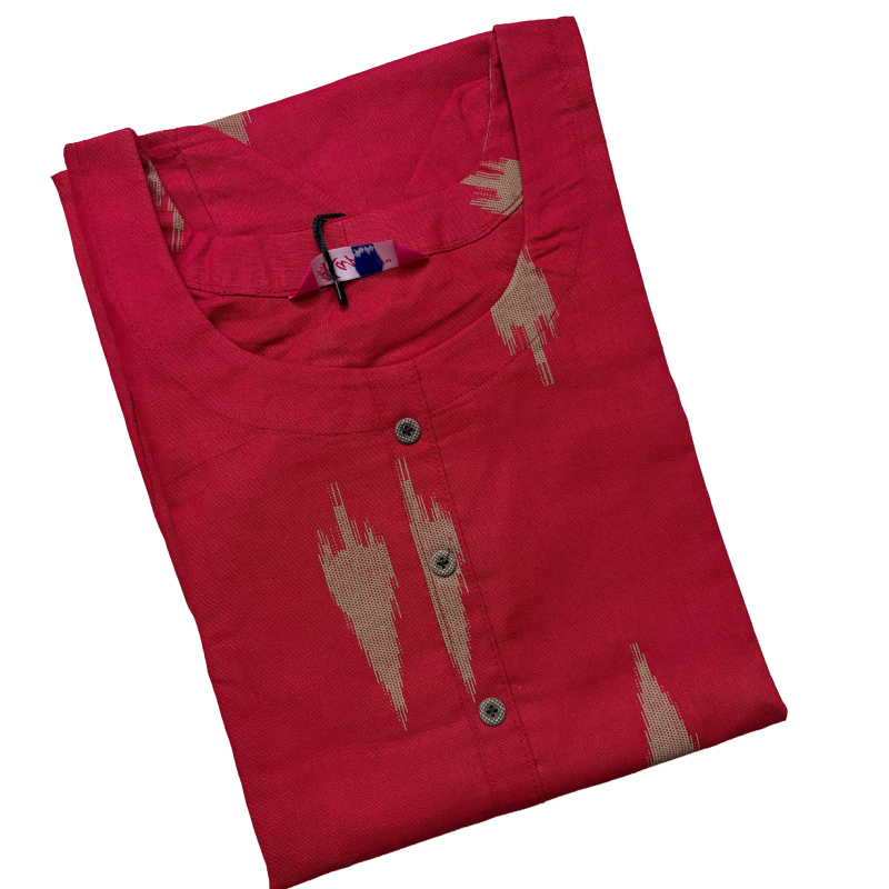 Women Kurti | Straight cut | Reddish Maroon Ikkat Kurti | Only kurti