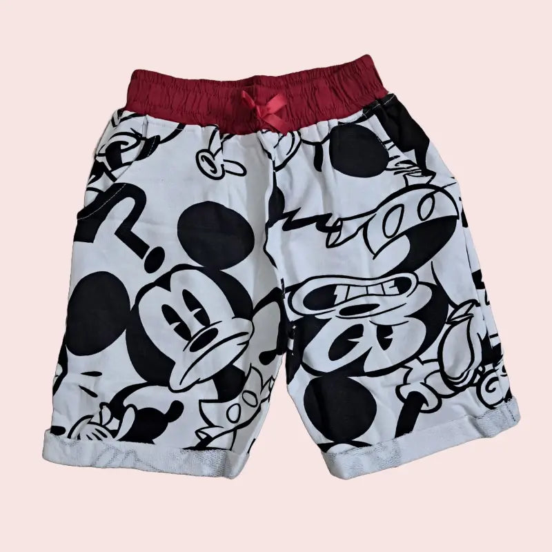 Girls Shorts | Mickey mouse with red waist band