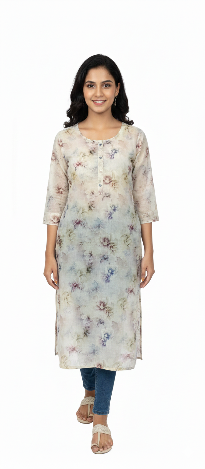 Women Kurti | Straight cut | Multi color digital floral