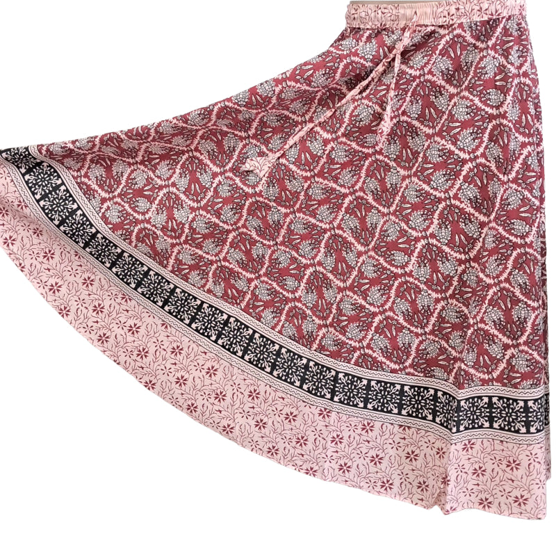 Women Skirt | Jaipuri Print | Fits up to XL| Maroon