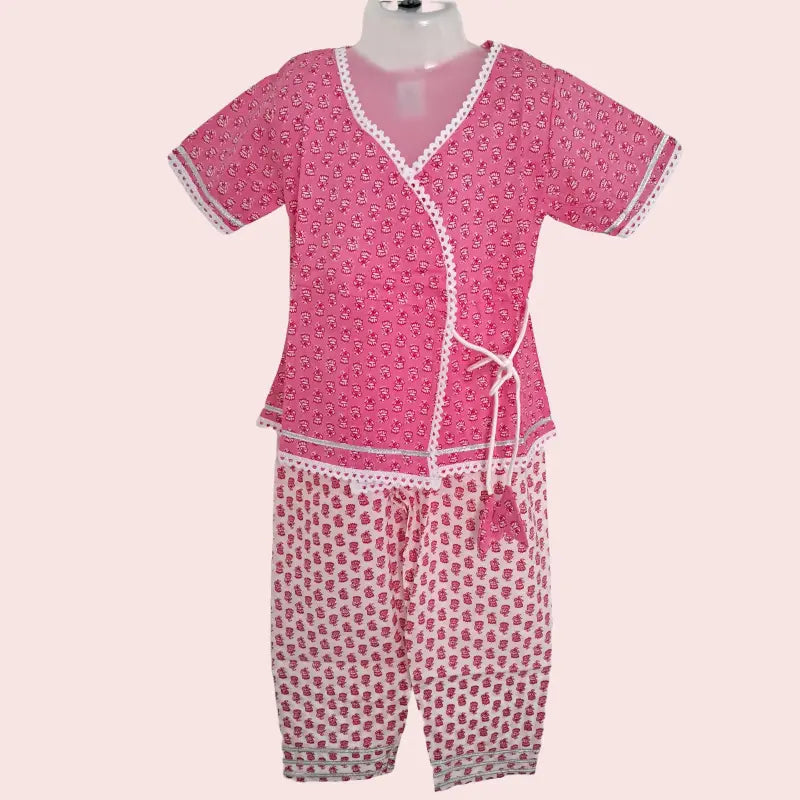 Girls Angrakha Sets| Pink flora