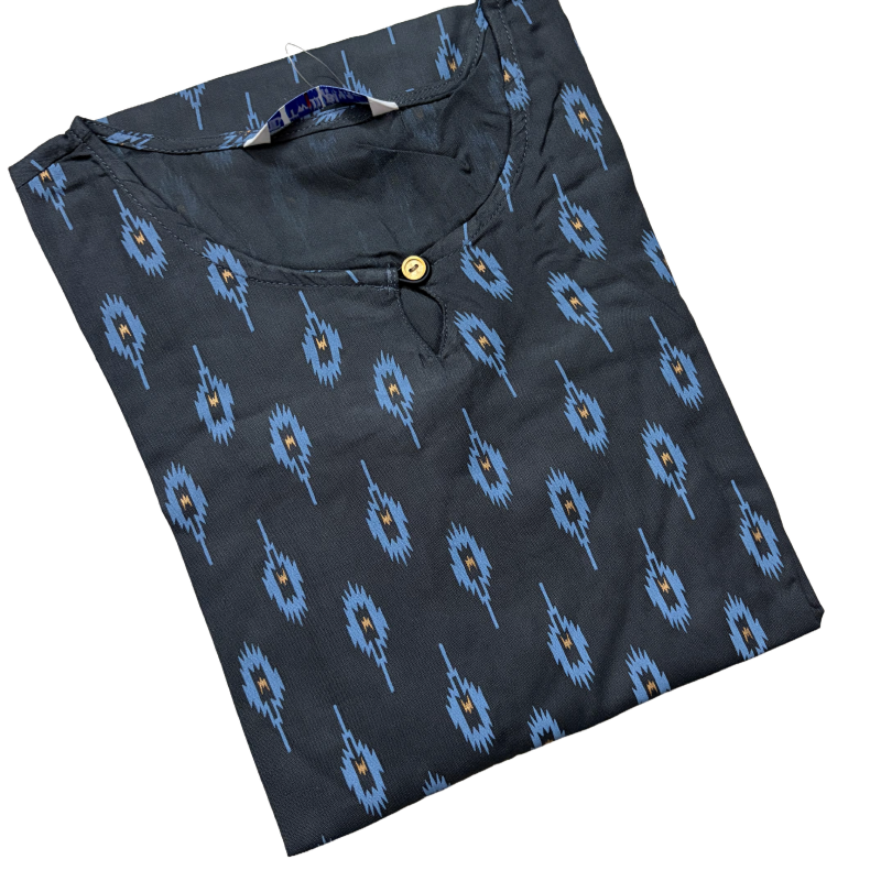 Women Kurti | Straight cut | Dark grey with bluish bhutta