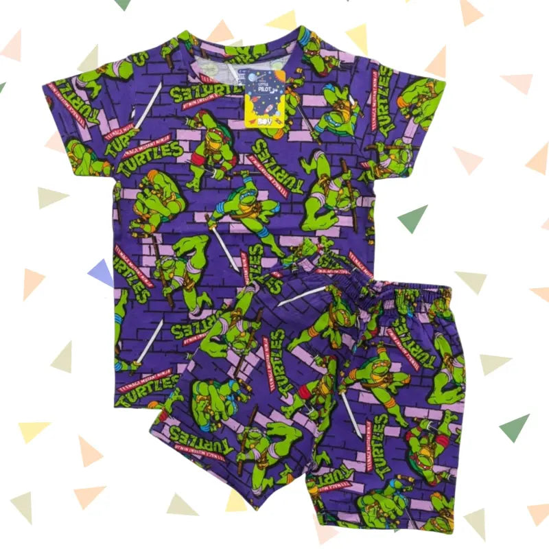 T-shirt with shorts | Co-ord Sets| Purple turtles