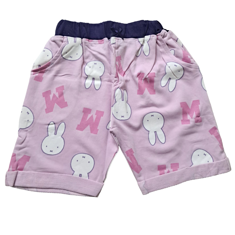 Girls Shorts | Rabbit With M in Baby Pink