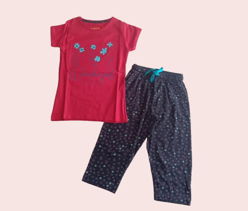 Girls Pant Set | Red blue rings