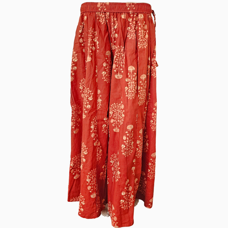 Women's Cotton 16 Kali Divider Skirt Palazzo Pants – Rust Orange Prints