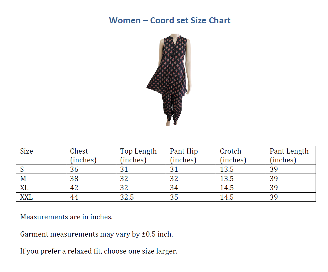Women Short kurti with pant | A-Line cut | Small Maroon with sandal flowers in Black | SLCOORD