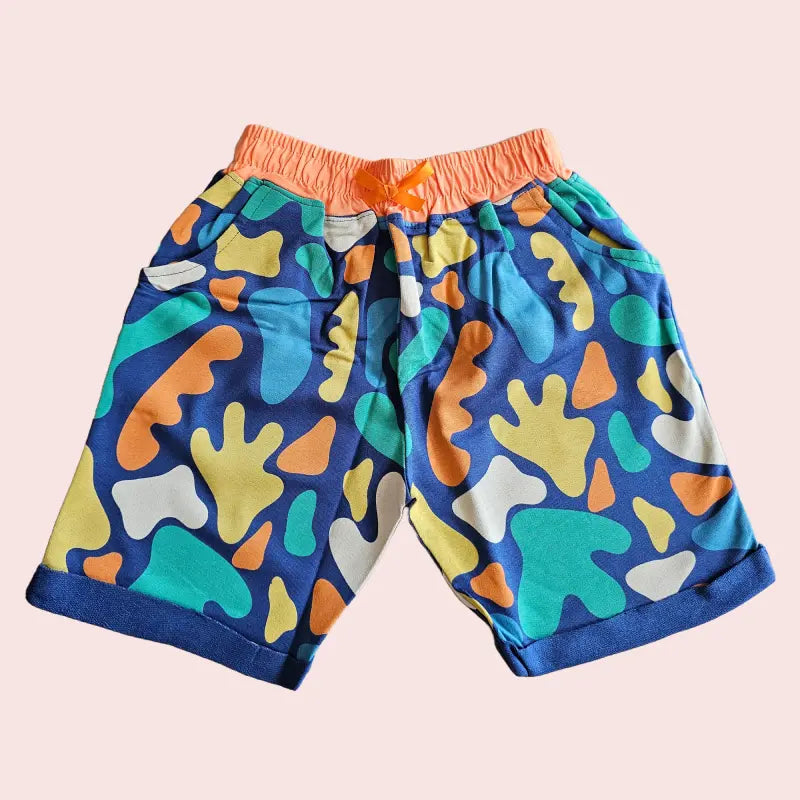 Girls Shorts | Uneven shapes in blue