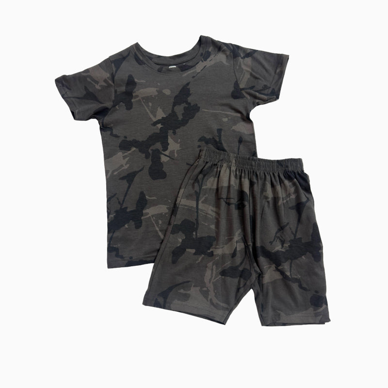 T-shirt with shorts | Co-ord Sets| BSS| Army print short sleeve