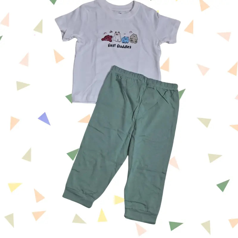 Baby Pant Set | Best buddies with green pant