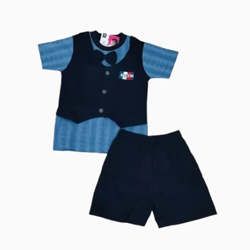 Kids T-shirt with shorts sets | Navy Blue coat
