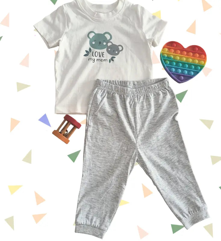 Baby Pant Set | Love my mom with grey pant